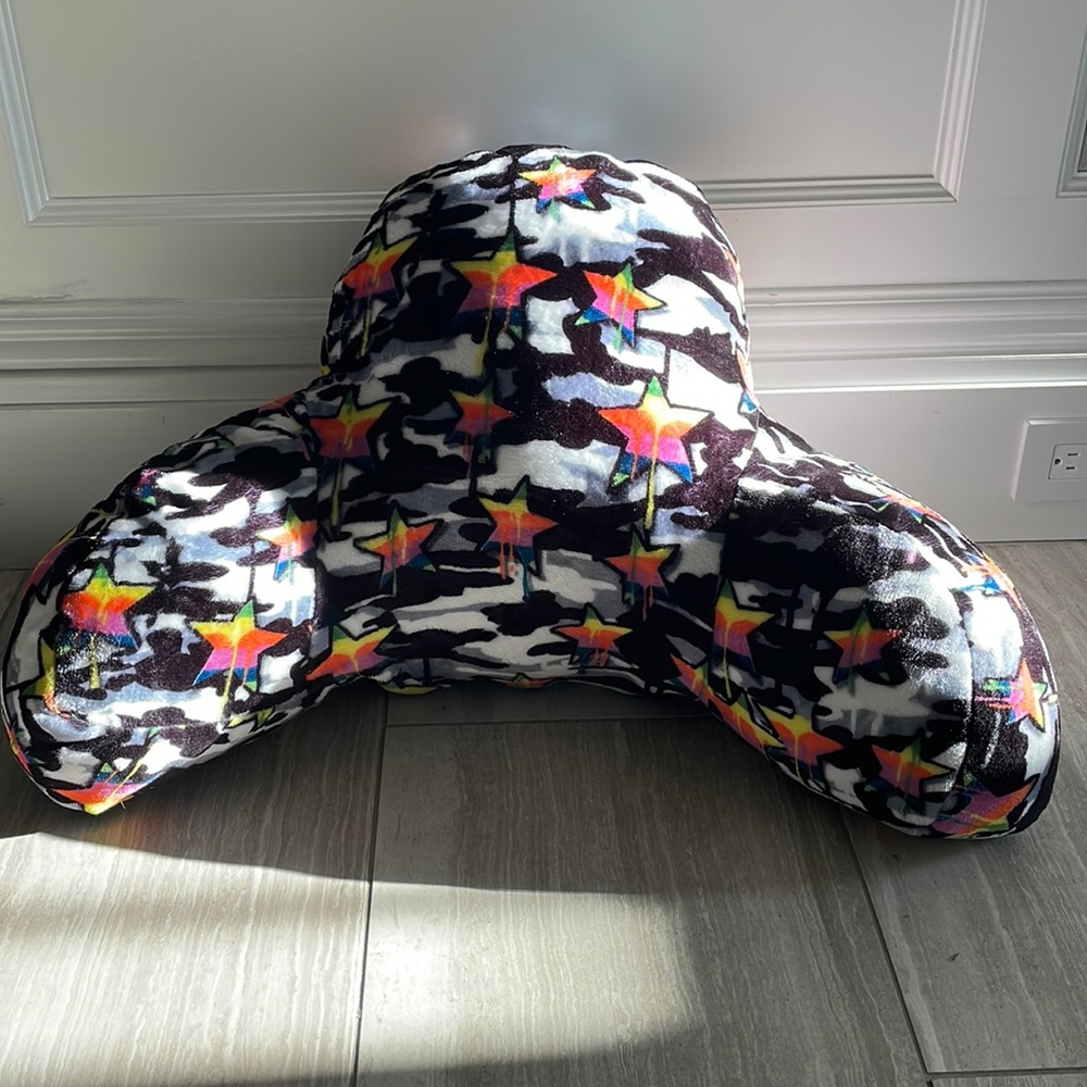 Black and white Camo and rainbow dripping star husband pillow from Dennys